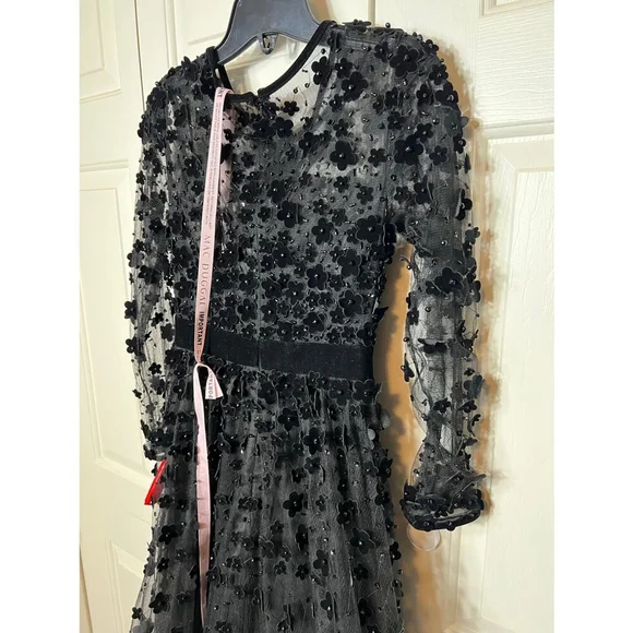 long sleeve fit & flare velvet embellished cocktail dress Brown Embellished Long Sleeve Velvet Trim A-Line Midi Dress main image 1